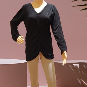 Ecko Red 1972 Women's Ruched Asymmetrical Long Sleeve Knit Sweater